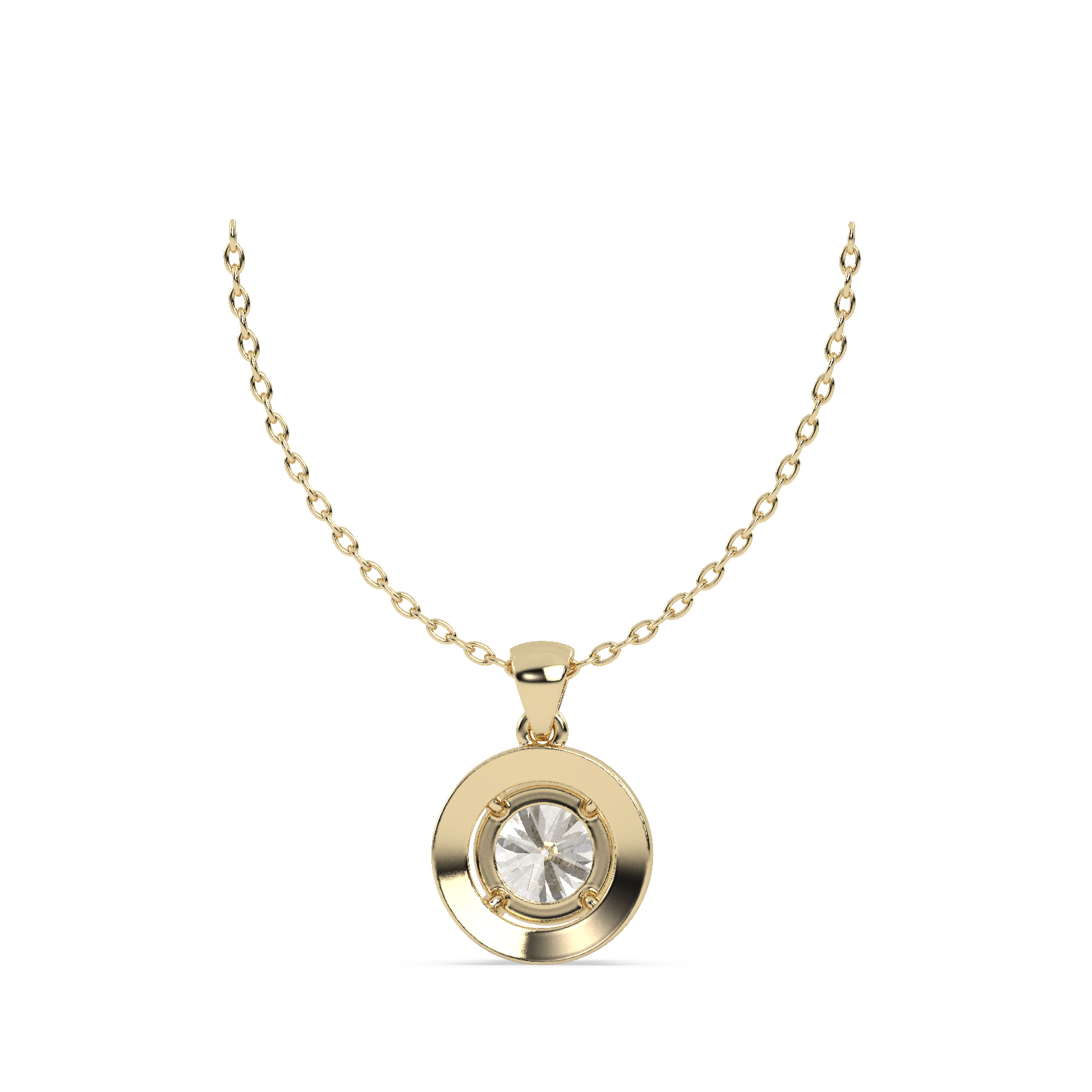 14k Yellow Gold Studded 1.54 Carat Lab Grown Diamond Pendent Round Cut With E Color VS1 Clarity.